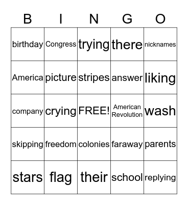 Red, White, and Blue Bingo Card