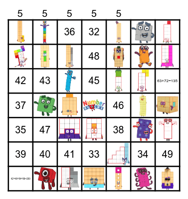 Numberblocks Bingo Card