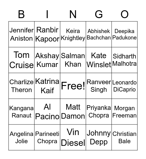 DePaul Indian Student Association Bingo Card