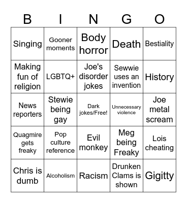 Family Guy Bingo! Bingo Card