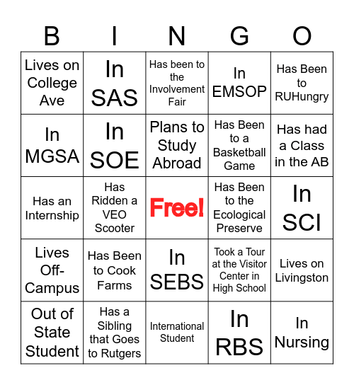 Scarlet Ambassador BINGO Card