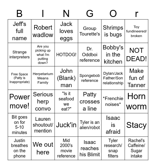 HERP BIT BINGOR Bingo Card