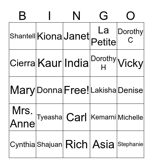 Co-Workers Bingo Card