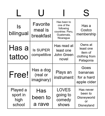 Find Someone Who... Bingo Card