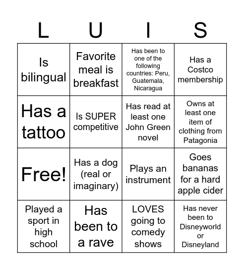 Find Someone Who... Bingo Card