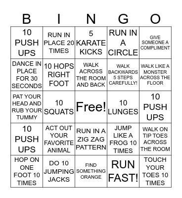 FITNESS BINGO Card