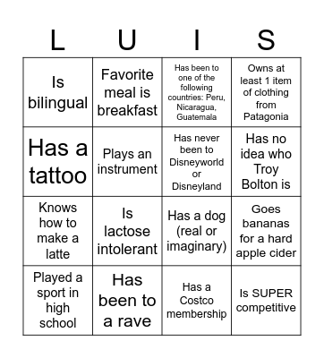 Find Someone Who.... Bingo Card