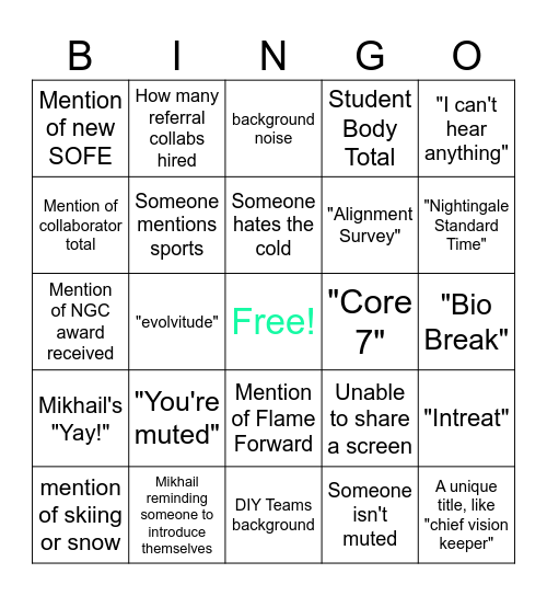 TownHall Bingo Card