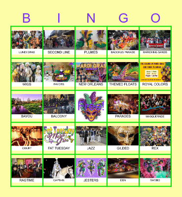 Mardis Gras Bingo Card