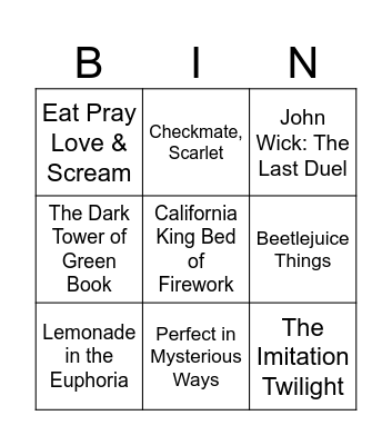 Mash Up Bingo Card