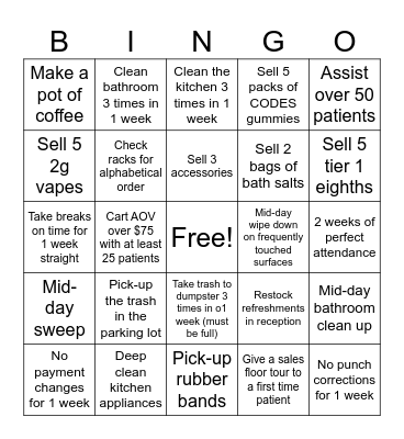 BINGO 03/01/25 - 03/14/25 Bingo Card