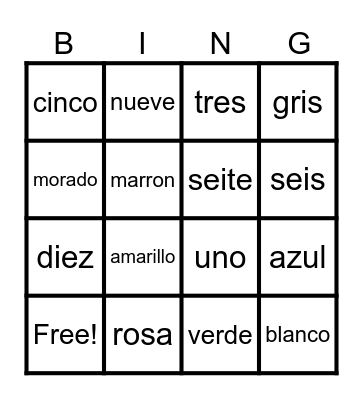 los corolres Bingo Card