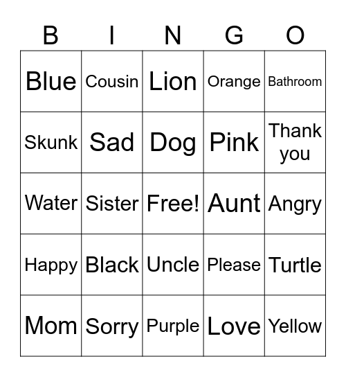 ASL Review BINGO Card