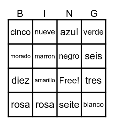 los corolres Bingo Card