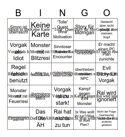 Nikos Board Bingo Card