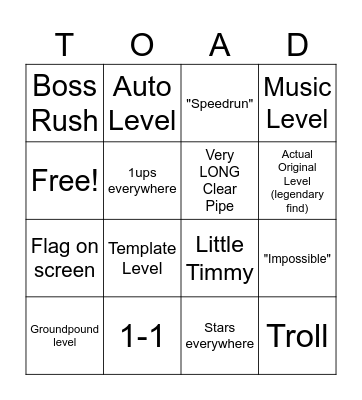 Endless Easy SMM2 Bingo Card