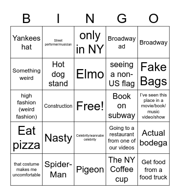 NYCAG Bingo Card