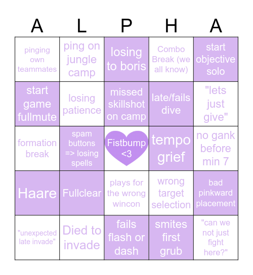 Streaming Bingo Card