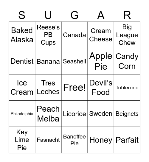 Sweets & Treats! Bingo Card