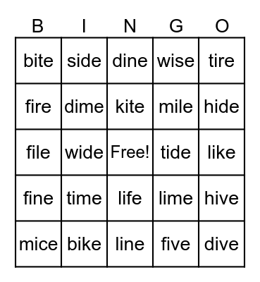 long i bingo Card