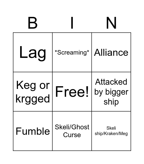 SoT Bingo Card