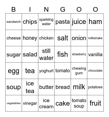 Food Bingo Card