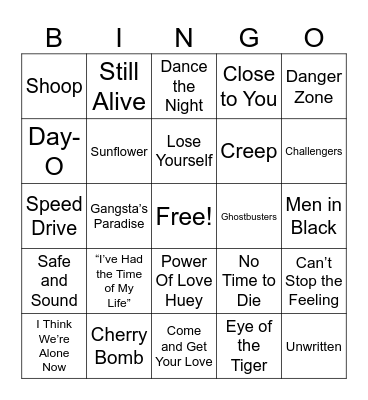 Songs You Know from Movies B Bingo Card