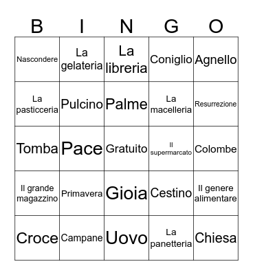 I Negozi e Pasqua Bingo Card