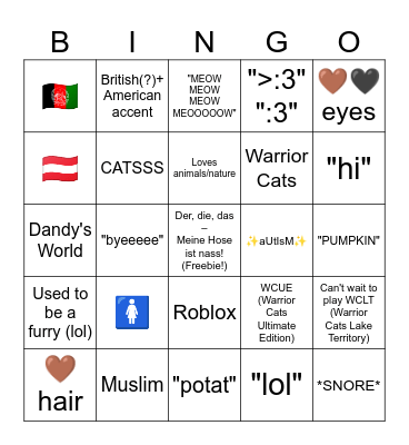 Jade's Bingo! Bingo Card