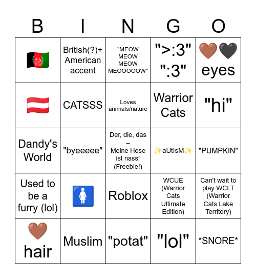 Jade's Bingo! Bingo Card