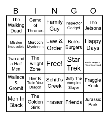 Theme Songs! Bingo Card