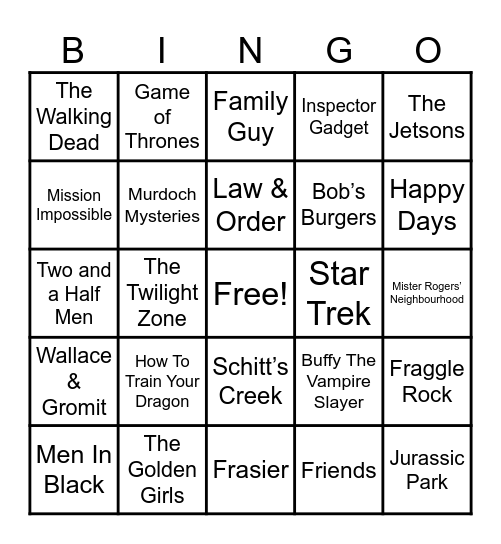 Theme Songs! Bingo Card