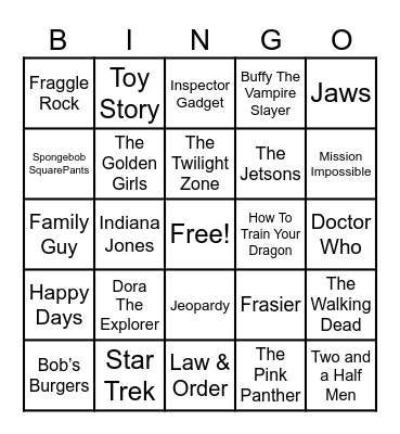 Theme Songs! Bingo Card