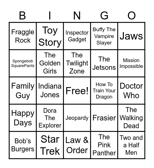 Theme Songs! Bingo Card