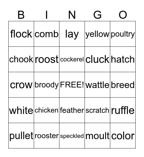 From Egg to Chick Bingo Card