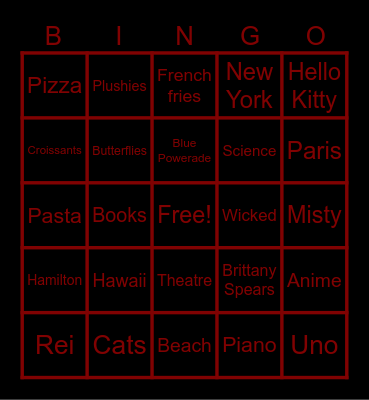 Alyssa’s favorites Bingo Card