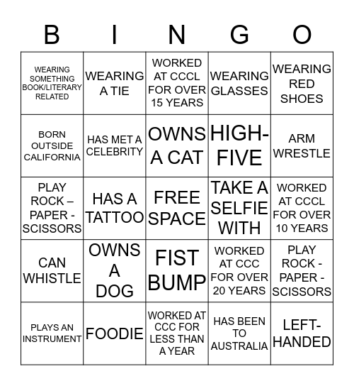 PERSONALITY BINGO Card