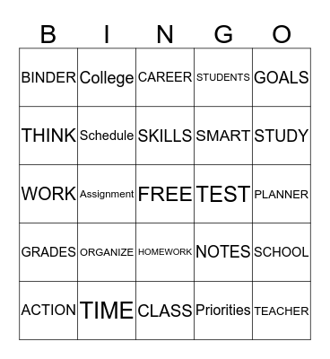 STUDY SKILLS Bingo Card