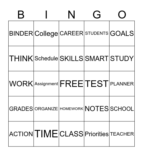 STUDY SKILLS Bingo Card