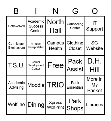 Basic Necessities Bingo Card
