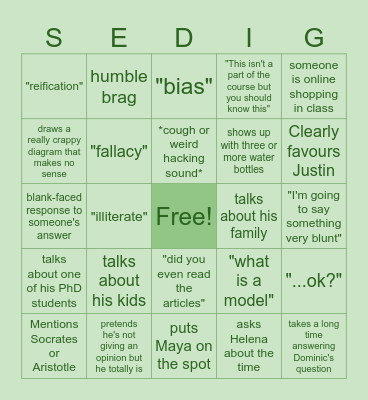 Health Informatics Bingo Card