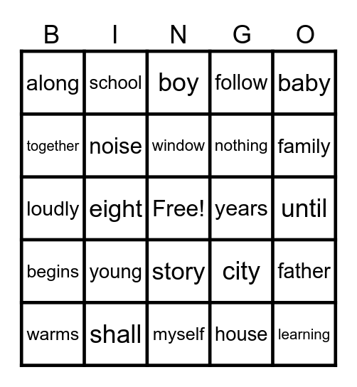 unit 5 sight word (1st)Bingo Card
