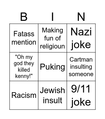 South Bingo Card