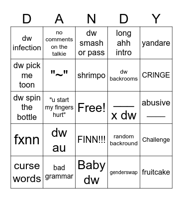 dw talkie bingo bruh Bingo Card