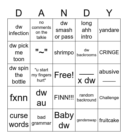 dw talkie bingo bruh Bingo Card