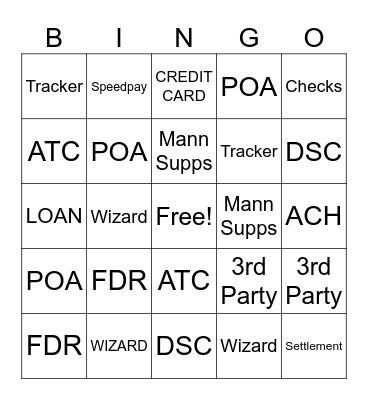 Settlement Bingo Card