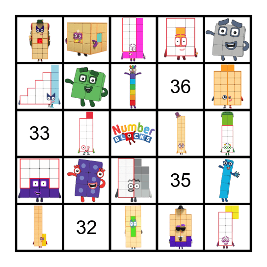 Numberblocks Bingo Card