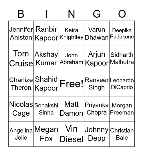 DePaul Indian Student Association Bingo Card