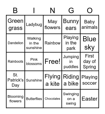 Spring Bingo Card