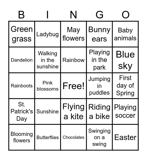 Spring Bingo Card
